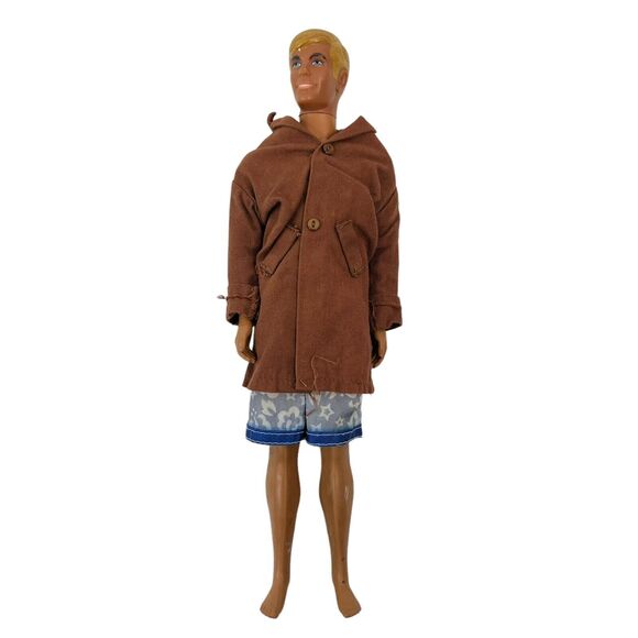 Vintage Mattel 1968 Molded Blonde Ken Doll With GI Joe Jacket Barbie Swim Trunks - Picture 1 of 16